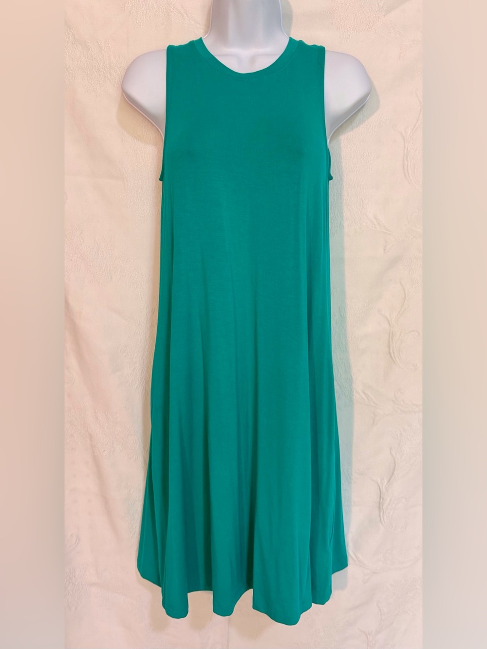 Time and Tru Teal Swing Midi Dress D0039